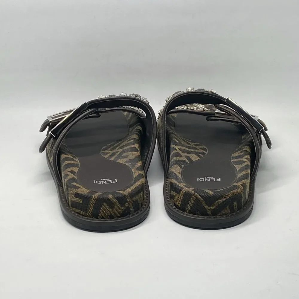 Fendi Feel Jewel Buckle Slide Sandals size 38